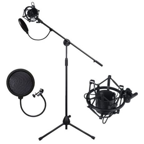 Напольная стойка для микрофона журавль Pro-31 с металлическим держателем паук и поп-фильтром