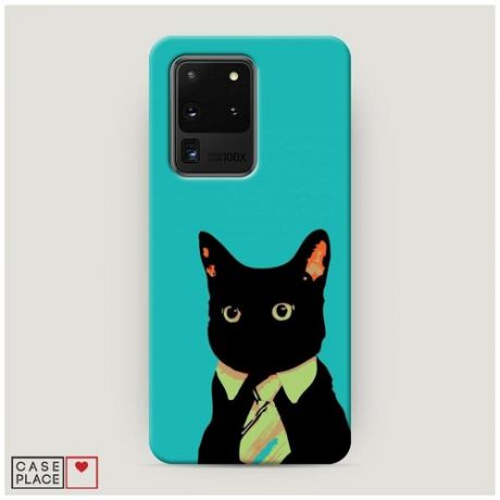Чехол Пластиковый Samsung Galaxy S20 Ultra Черный кот в галстуке