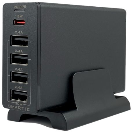 Зарядное устройство сетевое Bron BRN-AC-PD18/5USB30, черное