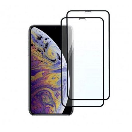 Защитное стекло для (iPhone XS Max) комплект 2 шт / Олеофобное / Закаленное/ Противоударное / Полноэкранное, Full Glue (Черная Рамка)