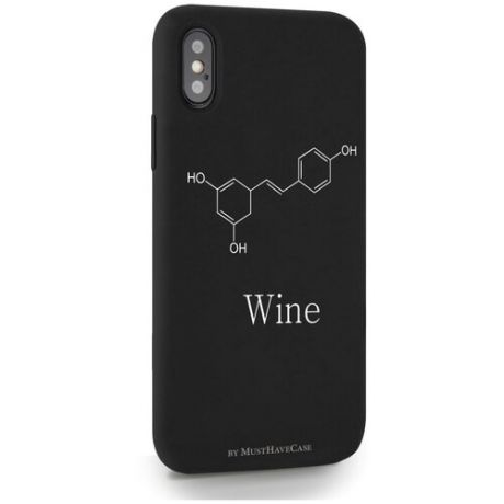 Черный силиконовый чехол MustHaveCase для iPhone X/XS Молекула вина для Айфон 10/10с Противоударный