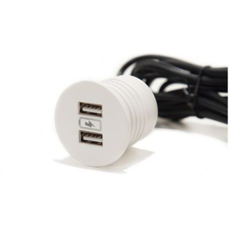 Встраиваемый USB- зарядный порт Asa Plstici VersaPick, круглый, пластик, цвет белый