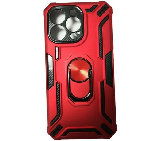 Противоударный чехол пластмасса красный для Apple IPhone 13 Pro Max c доп. защитой камеры и магнитом для держателя в авто / айфон 13 про макс