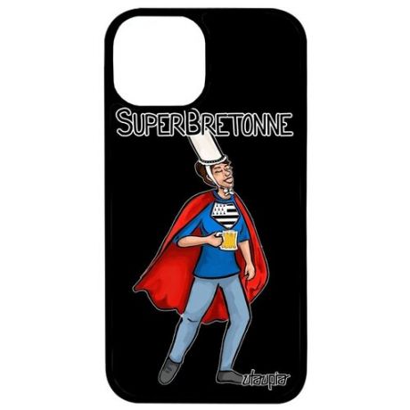 Противоударный чехол на смартфон // Apple iPhone 13 Pro Max // "Супербретонка" Герой Супергерой, Utaupia, серый