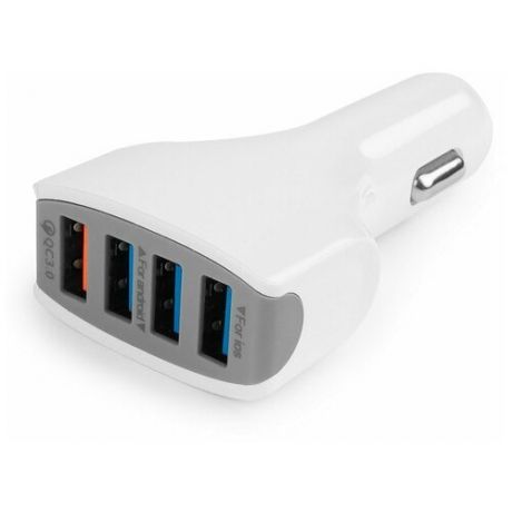 Cablexpert Адаптер питания 12V->5V 4-USB, поддержка quick charge 3.0, белый MP3A-UC-CAR18