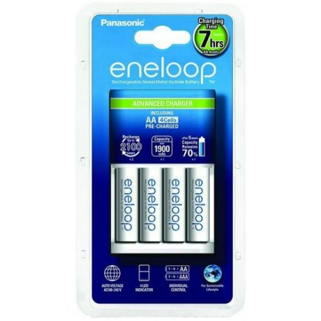 Panasonic Зарядное устройство для аккумуляторов Panasonic eneloop Basic Charger + 4AA1900mAh (K-KJ51MCC40E)