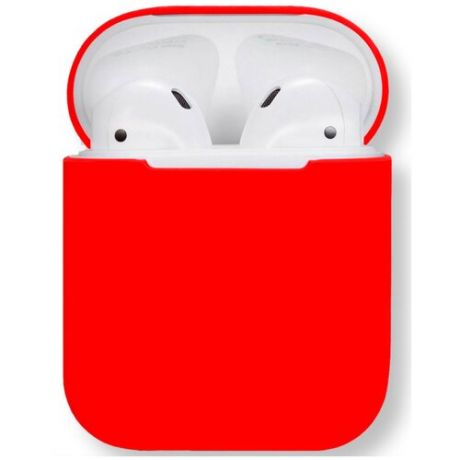Ультратонкий чехол для Apple AirPods 1 и AirPods 2 / Силиконовый кейс для Эпл Аирподс 1 и Аирпод 2 / Матовый чехол из гибкого силикона для наушников Аирподс 1-го поколения и 2-го поколения / Премиум качество (Red)