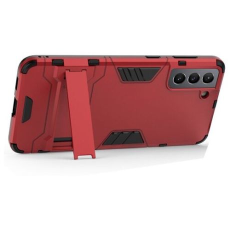 Противоударный чехол Transformer-2 с функцией подставки для Samsung Galaxy S21 Plus красный