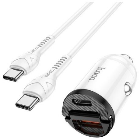 Комплект автомобильного зарядного устройства HOCO NZ2 Link Type-C+USB+кабель Lightning Type-C PD30W + QC3.0