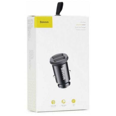 Автомобильное зарядное устройство Baseus Grain Car Charger (USBx2) 3.1A, чёрный