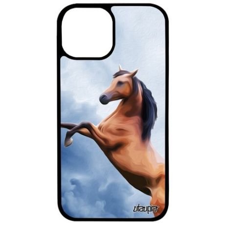 Защитный чехол для смартфона // Apple iPhone 13 Mini // "Лошадь" Животные Дикая, Utaupia, серый