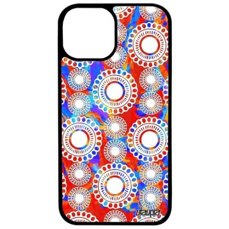 Защитный чехол для телефона // iPhone 13 Mini // "Кружевной узор" Радужный Цветочный, Utaupia, синий