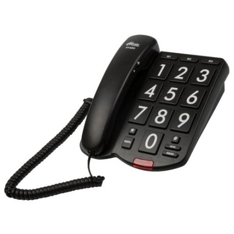 Ritmix RT-520 black Телефон проводной повтор. набор, регулировка уровня громкости, световая индикац
