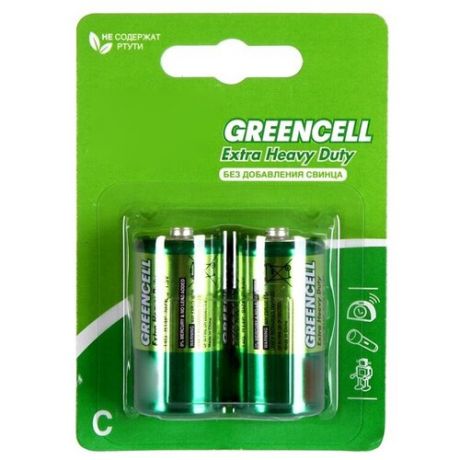 Батарейка C - GP R14 Greencell 14G-2CR2 (2 штуки)