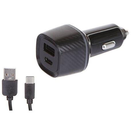 Зарядное устройство Krutoff CCH-03C 1xUSB QC 3.0 + PD Type-C 36W + кабель USB Type-C Black 03731