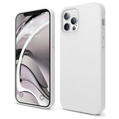 Силиконовый чехол-накладка для iPhone 12/12 Pro Elago Soft silicone case (Liquid), белый/white (ES12SC61-WH)