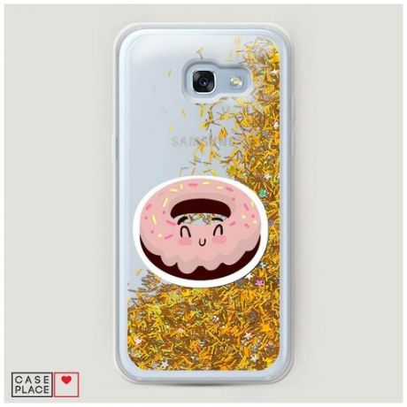 Чехол Жидкий с блестками Samsung Galaxy A5 2017 Сладкий пончик в глазури