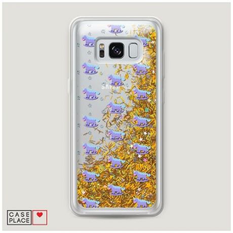 Чехол Жидкий с блестками Samsung Galaxy S8 Plus Качели-единороги фон