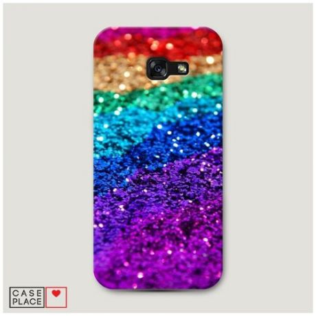 Чехол Пластиковый Samsung Galaxy A5 2017 Блестящая радуга рисунок