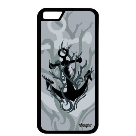 Противоударный чехол на мобильный // Apple iPhone 6 // "Якорь" Пират Море, Utaupia, темно-розовый