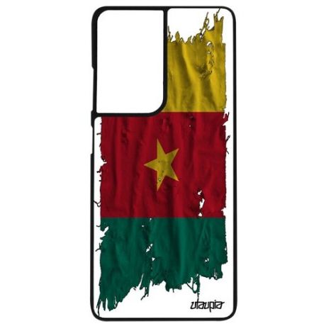 Противоударный чехол для телефона // Samsung Galaxy S21 Ultra // "Флаг России на ткани" Государственный Дизайн, Utaupia, белый