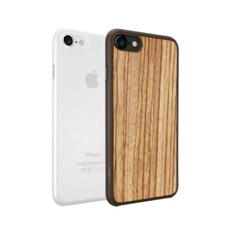Набор чехлов Ozaki O!coat Jelly+wood 2 in 1 для iPhone 7 (Айфон 7) светлое дерево+прозрачный