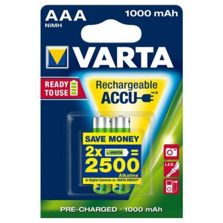 Аккумуляторы Varta AAA Ni-MH 1000 мАч, 4 шт.