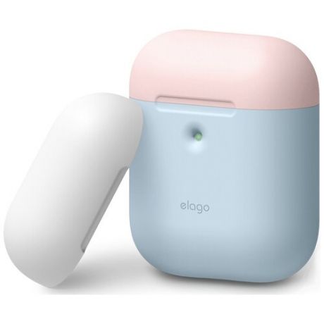 Чехол Elago для AirPods с беспроводной зарядкой Silicone DUO Lavender с крышками Pink и Pastel Blue