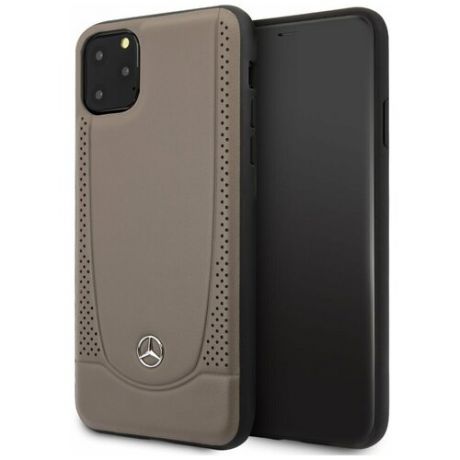 Кожаный чехол-накладка для iPhone 11 Pro Max Mercedes Urban Smooth/perforated Hard Leather, коричневый (MEHCN65ARMBR)