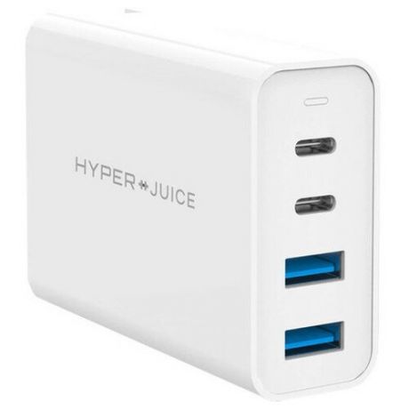 Зарядное устройство со съемными вилками Hyper HyperJuice 100W GaN. Порты 2xUSB-C/2xUSB3.0 Цвет: Белый