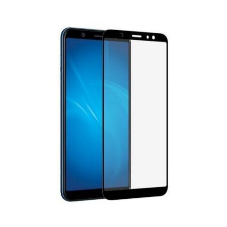 DF Закаленное стекло с цветной рамкой (fullscreen + fullglue) для Samsung Galaxy A6 (2018) DF sColor-38 (black)