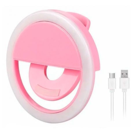 Селфи кольцо вспышка лампа для мобильной фото/видео съемки Selfie Ring Light розовая
