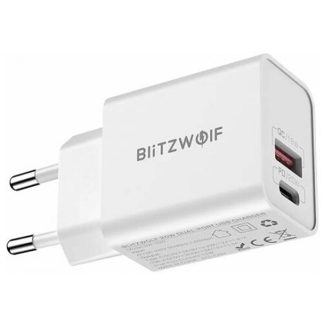 Сетевое зарядное устройство BlitzWolf BW- S20 Type- C PD 20W USB 18W Charger White