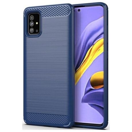 Чехол Carbon для Samsung Galaxy A51/M40S серия Карбон | синий