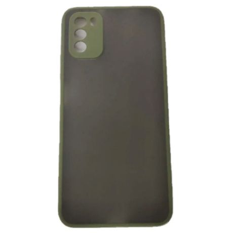 Противоударный чехол темно-серый для Xiaomi Poco M3 soft touch пластик + темно-зеленые плотные силиконовые края+ доп. защита для тыльной камеры