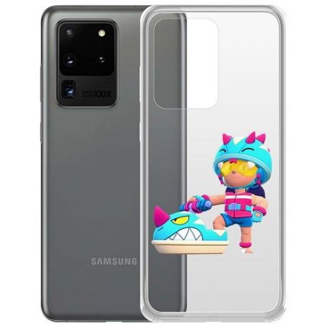 Чехол-накладка Clear Case Brawl Stars-Аквабайкер Джеки для Samsung Galaxy S20 Ultra (G988)