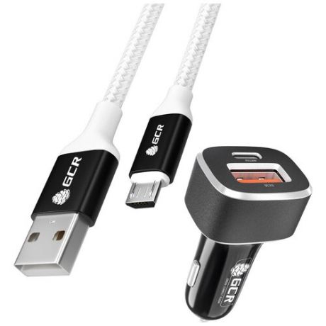 Комплект АЗУ на 2 USB порта TypeA и TypeC + кабель Micro USB для быстрой зарядки QC 3.0 3A