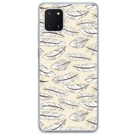Силиконовый чехол "Белые перья" на Samsung Galaxy Note 10 Lite / Самсунг Гэлакси Нот 10 Лайт