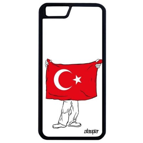 Противоударный чехол на смартфон // Apple iphone 6S Plus // "Флаг Туниса с руками" Страна Туризм, Utaupia, белый