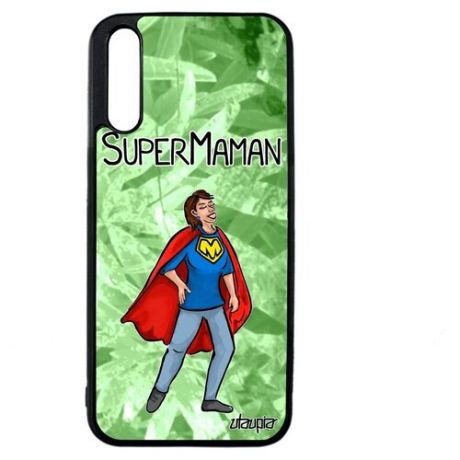 Противоударный чехол для смартфона // Huawei Y8P // "Супермама" Супергерой Шутка, Utaupia, черный