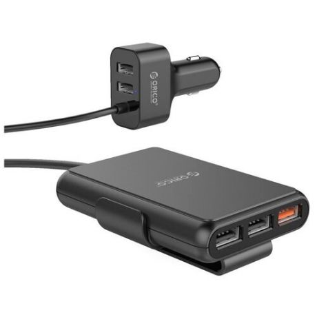 Автомобильное зарядное устройство USB Orico 52W 5 Port (1 QC3.0 Port) with Extension Cord Car Charger UCP-5P-BK