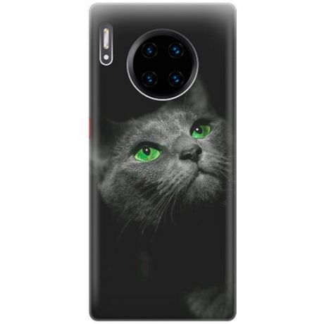 Силиконовый чехол на Huawei Mate 30 Pro / Хуавей Мейт 30 Про с принтом "Зеленоглазая кошка"