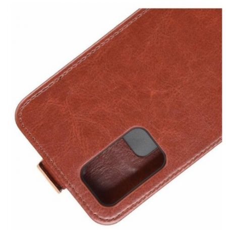 Brodef Flip вертикальный эко кожаный чехол книжка Samsung Galaxy Note 20 Ultra коричневый