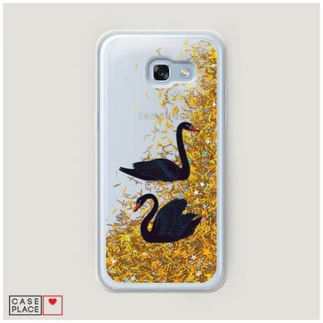 Чехол Жидкий с блестками Samsung Galaxy A3 2017 Black swan