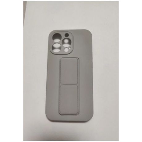 Силиконовый чехол серый для iPhone 13 Pro с защитой камеры и магнитной подставкой / магнит для держателя в авто / айфон 13 про