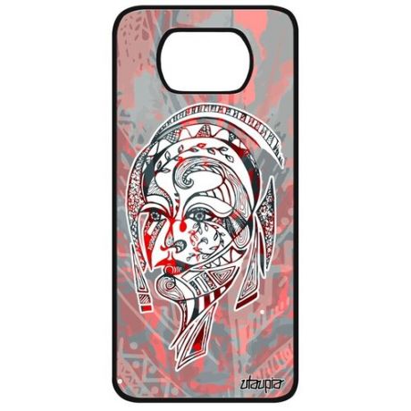Противоударный чехол на смартфон // Xiaomi Poco X3 // "Портрет женщины" Трибал Девушка, Utaupia, розовый