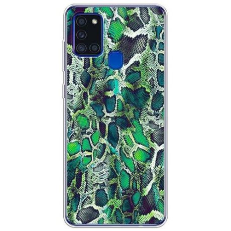 Силиконовый чехол "Зеленая кожа змеи" на Samsung Galaxy A21s / Самсунг Галакси A21s