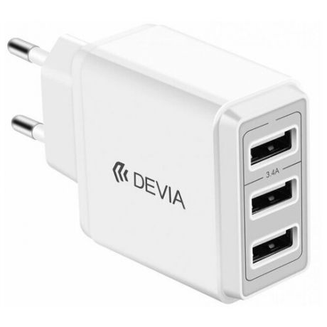 Зарядное устройство Devia Smart Charger 3x USB 17W, белое