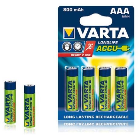 Аккумулятор AAA - Varta 800mAh BL4 Ready2Use LongLife (4 штуки) 56703 101 404/414