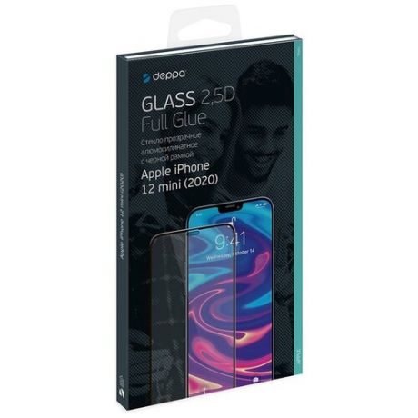 Защитное стекло для Apple iPhone 12 mini Deppa 2,5D Full Glue с черной рамкой